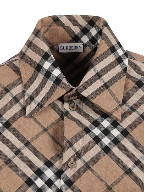  버버리 체크 울 블렌드 셔츠 드레스 8095080 C1202 Brown - BURBERRY