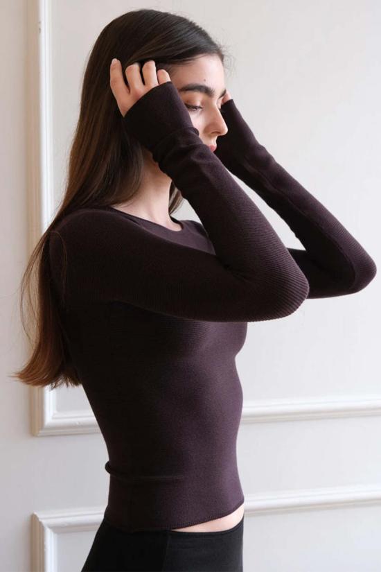  길 긴팔 티셔츠 젤 아미나 탑 차콜 - GEEL