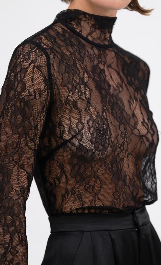  논살란트 레이블 긴팔 티셔츠 넌차란트 라벨 메리 레이스 탑 블랙 - NONCHALANT LABEL