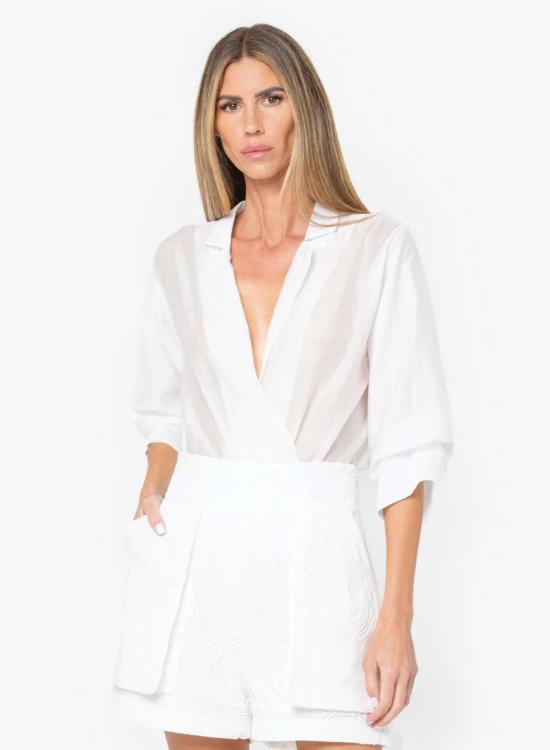  제이비큐 바디수트 티셔츠 Jbq 마르셀린 바디수트 에크루 - JBQ