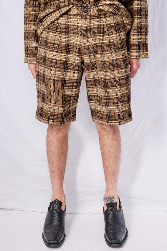  Wynn Hamlyn 숏팬츠 브라운 체크 우븐 반바지