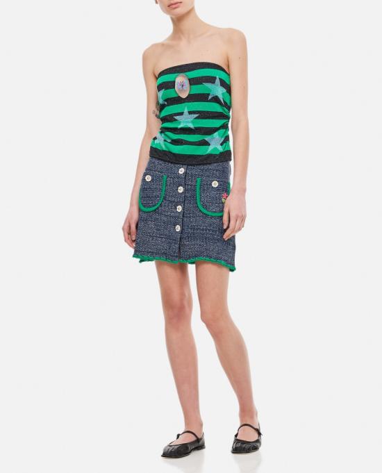  코르미오 숏 스커트 CHIARACOTTONBLUEWSILVERGLITTER Blue - CORMIO