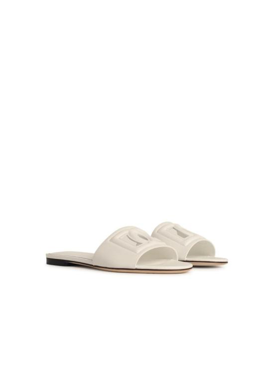 돌체앤가바나 DG 로고 카프스킨 슬리퍼 CQ0436 AY329 80001 White - DOLCE & GABBANA