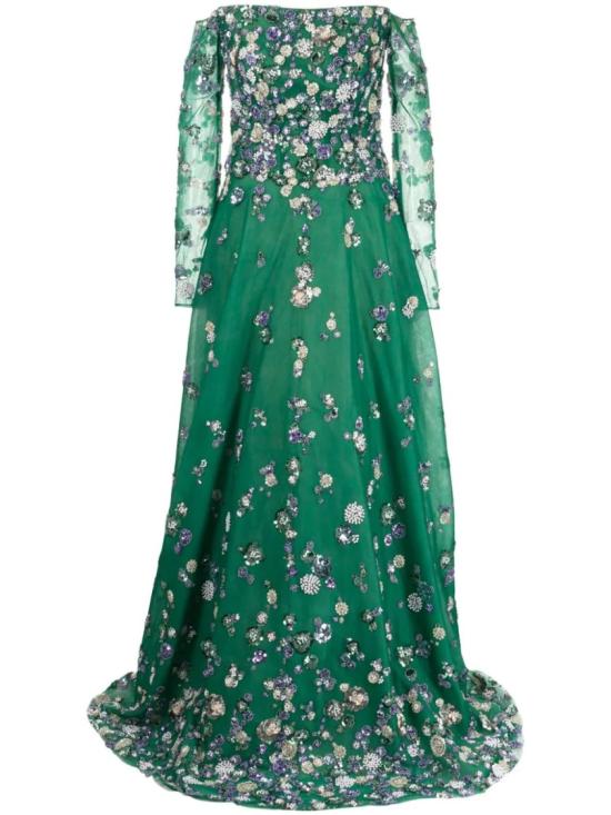  사이드 코베이시 롱 원피스 오프숄더 슬리브의 얇은 명주 비즈 드레스