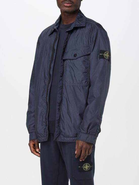 25FW 스톤 아일랜드 크링클 랩스 NY 리사이클 나일론 안티 드롭 윈드 레지스턴트 패딩 셔츠 Q100006S0A23 V0020 Blue - STONE ISLAND