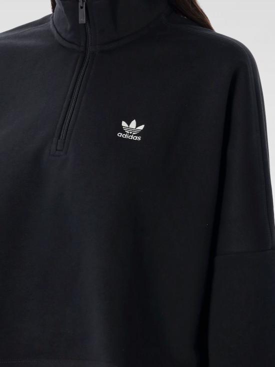 25FW 아디다스 에센셜 하프집 플리스 스웨트셔츠  IW0951 Black - ADIDAS