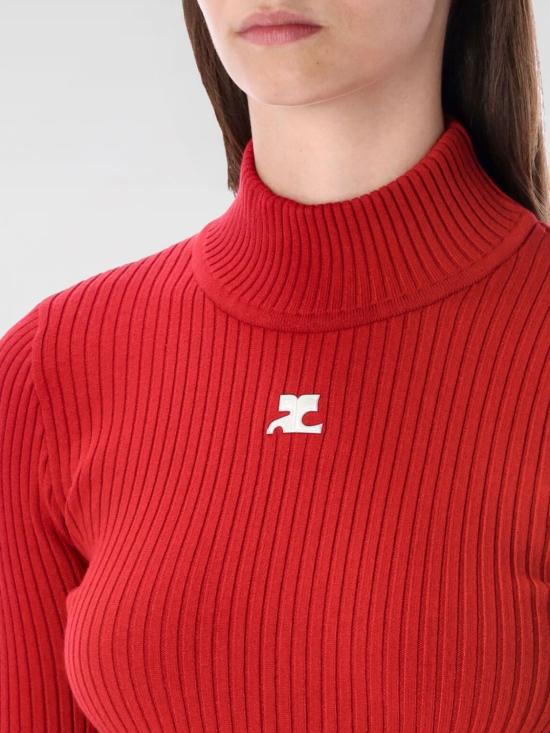 25FW 쿠레쥬 긴팔 티셔츠 PERMPU022FI0001 4034 Red - COURREGES