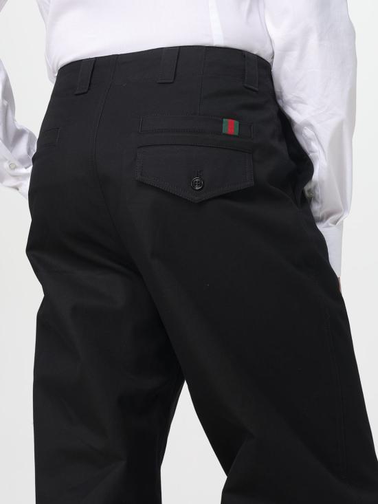 25FW 구찌 웹 디테일 코튼 트윌 팬츠 웹 디테일 코튼 트윌  784049Z7AJV 1000 Black - GUCCI