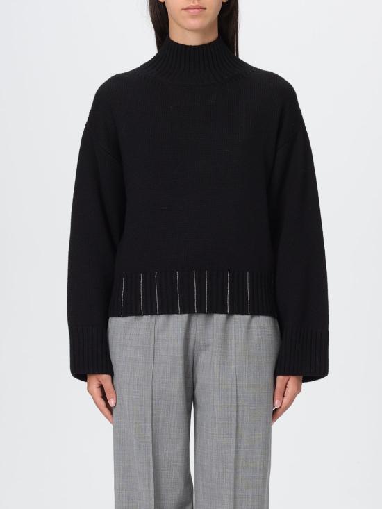 25FW 파비아나 필리피 리브드 모크 넥 스웨터 MAD215F104L558 8825 Black