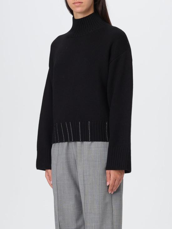 25FW 파비아나 필리피 리브드 모크 넥 스웨터 MAD215F104L558 8825 Black - FABIANA FILIPPI