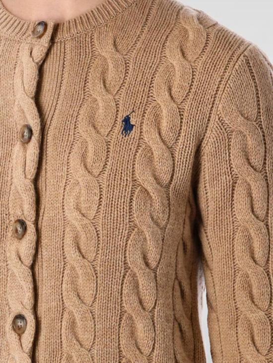 25FW 폴로 랄프로렌 로고 자수 크루넥 가디건 211972104 001 Camel - POLO RALPH LAUREN