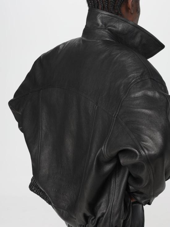 25FW 생로랑 가죽 자켓 843656YCNF2 1000 Black - SAINT LAURENT