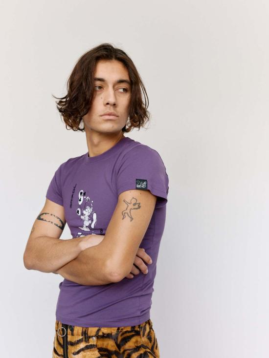  마틴로즈 반팔 티셔츠 마틴 로즈 퍼플 와인 조커 코튼 수축 티셔츠 - MARTINE ROSE