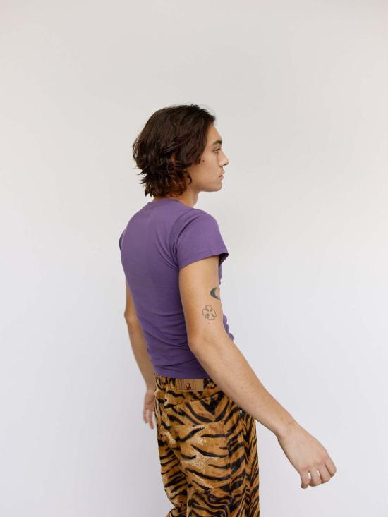  마틴로즈 반팔 티셔츠 마틴 로즈 퍼플 와인 조커 코튼 수축 티셔츠 - MARTINE ROSE