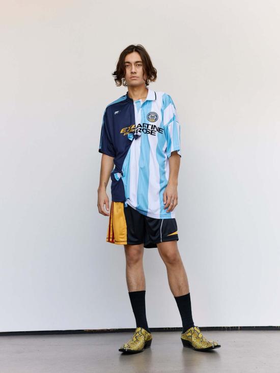  마틴로즈 숏팬츠 마틴 로즈 폴리 콜라주 축구 반바지 - MARTINE ROSE