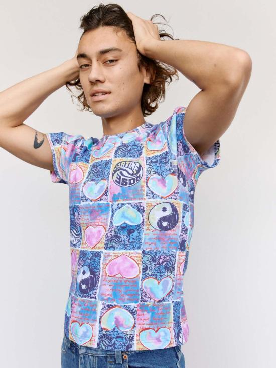  마틴로즈 긴팔 티셔츠 마틴 로즈 블루 하트 코튼 슈렁큰 티셔츠 - MARTINE ROSE