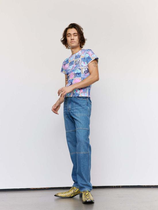  마틴로즈 긴팔 티셔츠 마틴 로즈 블루 하트 코튼 슈렁큰 티셔츠 - MARTINE ROSE