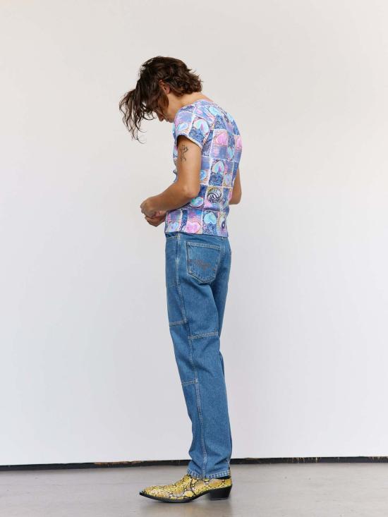  마틴로즈 긴팔 티셔츠 마틴 로즈 블루 하트 코튼 슈렁큰 티셔츠 - MARTINE ROSE