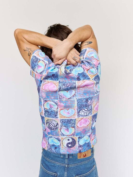  마틴로즈 긴팔 티셔츠 마틴 로즈 블루 하트 코튼 슈렁큰 티셔츠 - MARTINE ROSE