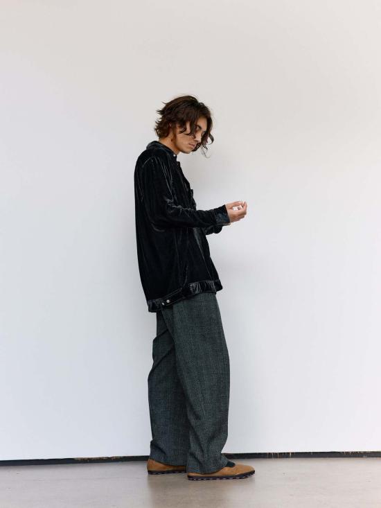  마리아노 긴팔 셔츠 Magliano 블랙 벨벳 오피치나 피자마 셔츠 - MAGLIANO