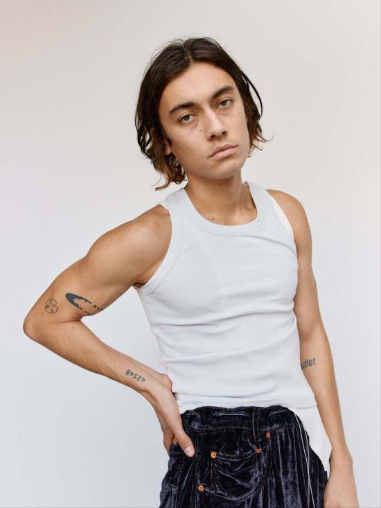  마리아노 민소매 티셔츠 마글리아노 더티 화이트 코튼 누도 랩드 탱크탑