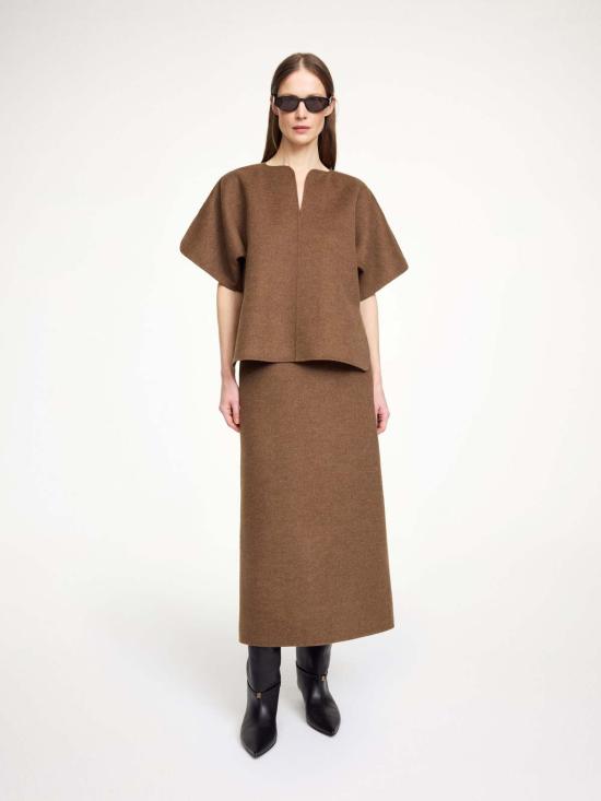  바이말렌비거 미디 스커트 말레네 버거 팔로미  다크 브라운 멜란지 - BY MALENE BIRGER