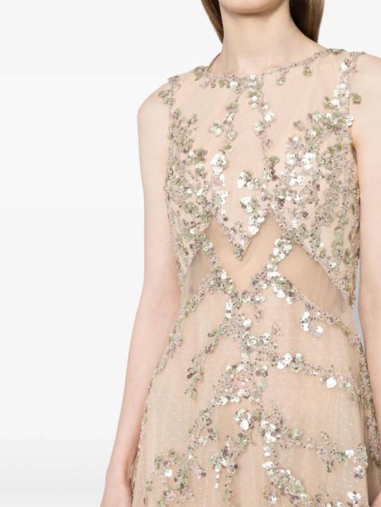  사이드 코베이시 롱 원피스 비즈 장식이 있는 얇은 명주 드레스 - SAIID KOBEISY