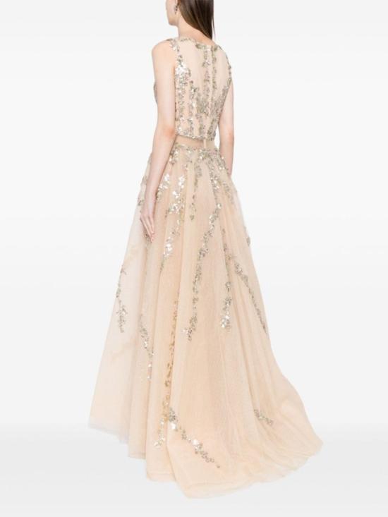  사이드 코베이시 롱 원피스 비즈 장식이 있는 얇은 명주 드레스 - SAIID KOBEISY