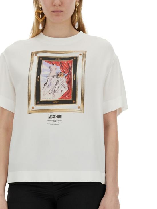  모스키노 반팔 티셔츠 02180433 1001 White - MOSCHINO