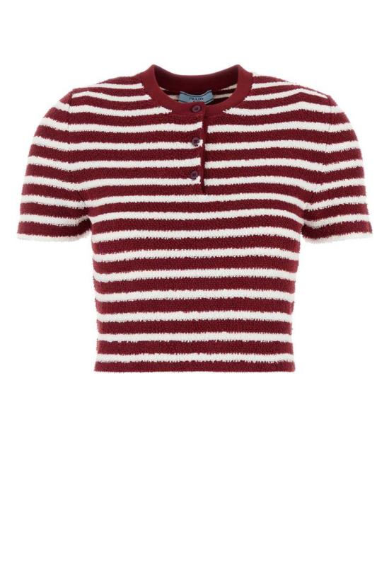 25FW 프라다 반팔 티셔츠 P24N2TSOOO16VI F038I STRIPPED