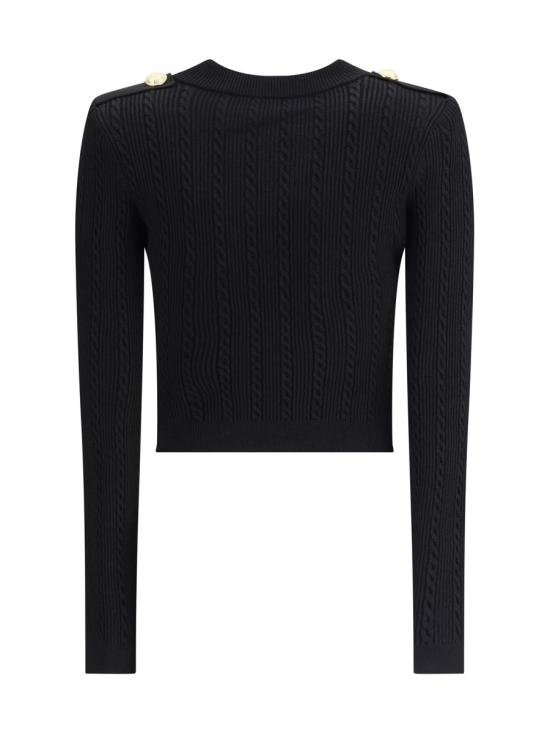 25FW 발망 리브드 앤 브레이디드 가디건  FF1KL245KI50 0PA Black - BALMAIN