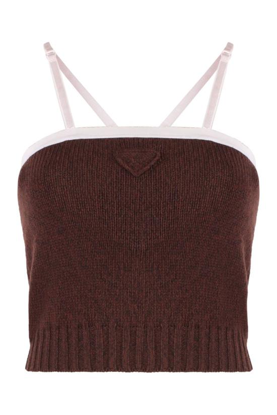 25FW 프라다 민소매 티셔츠 P29B98SAAO18JR F0003 BROWN