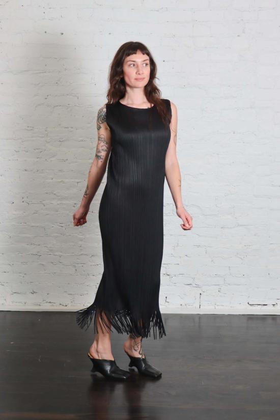  플리츠플리즈 롱 원피스 이세이 미야케 플리츠 플리즈 웨이브 프린지 드레스 - PLEATS PLEASE