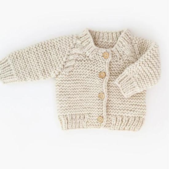  [키즈] Huggalugs 풀오버 키즈 허갈루그 가터 스티치 카디건 내추럴 - OTHER BRANDS