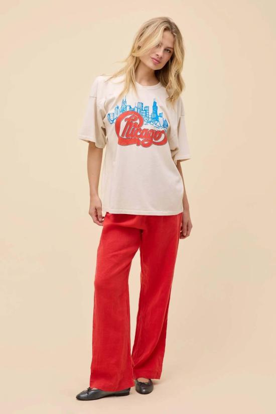  Daydreamer 반팔 티셔츠 데이드리머 시카고 스카이라인 오버사이즈 저지 티셔츠 더티 화이트 - OTHER BRANDS