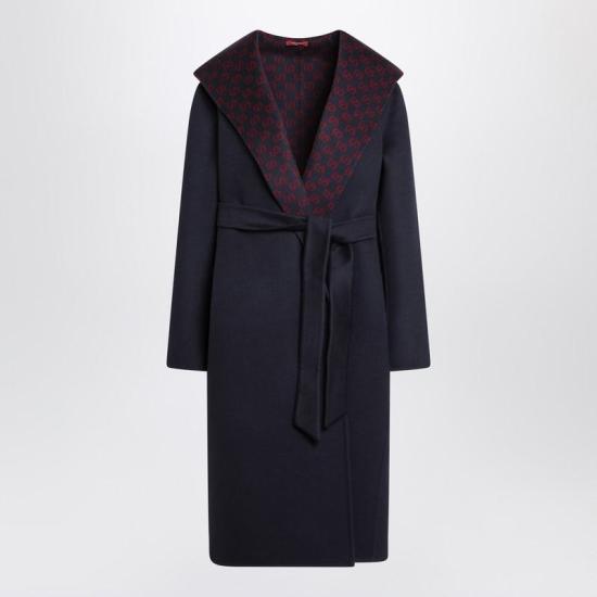 25FW 구찌 리버서블 GG 실크 울 블렌드 코트 793634ZAQW0 R GUC 4692 BLUE