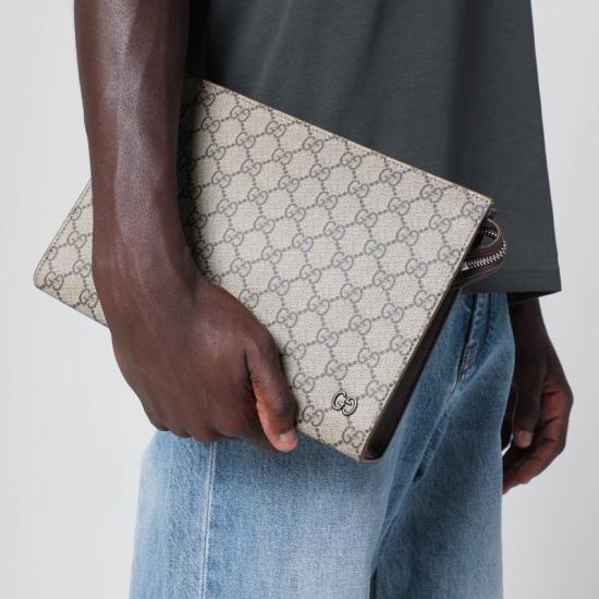 25FW 구찌 바이컬러 올오버 GG 파우치 768255FACQC R GUC 9773 BROWN - GUCCI
