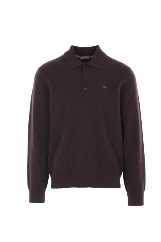 25FW 버버리 롱 슬리브 캐시미어 블렌드 폴로 셔츠 8113792C3475 SCORCHED BROWN