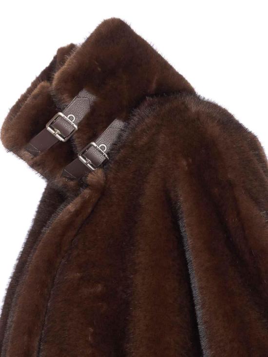  핑코 페이크 퍼 케이프 103837A2PID49 Brown - PINKO