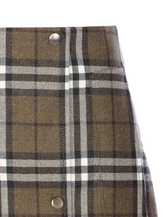  버버리 체크 본디드 울 트렌치 미니 스커트  8110911 Green - BURBERRY