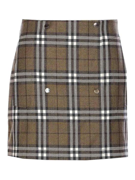  버버리 체크 본디드 울 트렌치 미니 스커트  8110911 Green