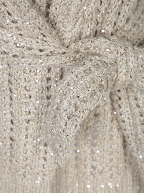 25SS 브루넬로 쿠치넬리 Dazzling 실크 리넨 블렌드 랩 카디건 MEA393106 CLY85 Beige - BRUNELLO CUCINELLI