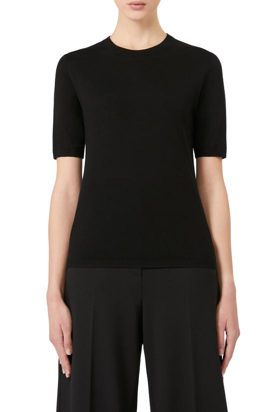 25FW 막스마라 GERICO 버진울 반소매 니트 탑 2521366161600 002 Black - MAX MARA