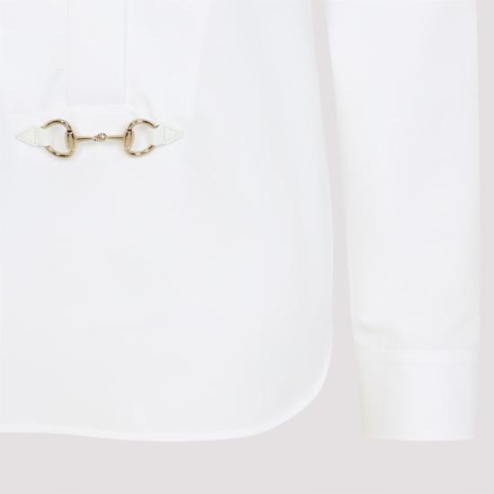 25FW 구찌 스빗 타이 넥 셔츠 831912 Z8B2P White - GUCCI