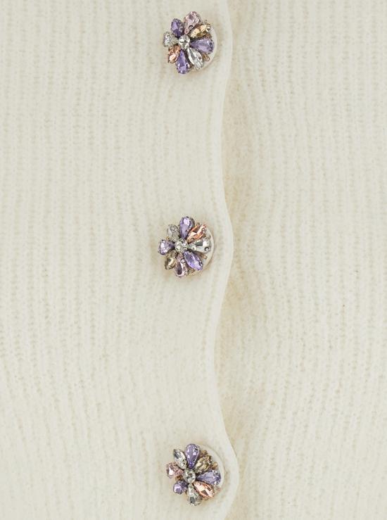 25FW 셀프 포트레이트 엠벨리시드 트림 가디건 AW25135CCCREAM White - SELF PORTRAIT