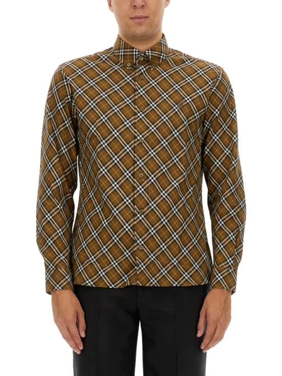  버버리 레귤러 핏 체크 코튼 셔츠 옥사이드 8098842 C1477 Brown