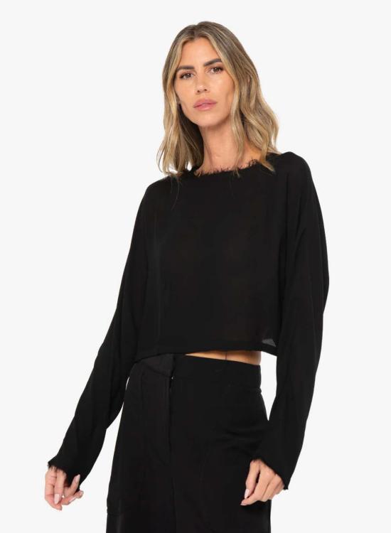  제이비큐 긴팔 티셔츠 JBQ 안자 탑 블랙 - JBQ