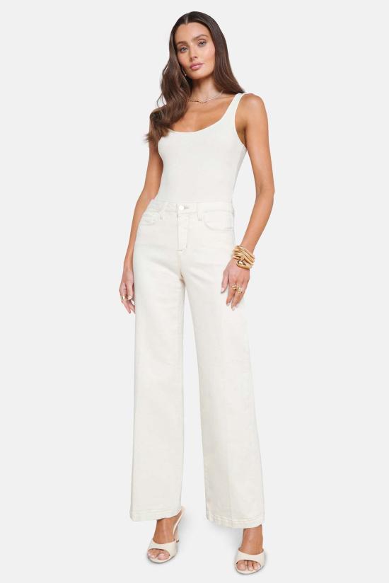  라장스 데님 팬츠 에이전스 스코티 와이드 레그 진 마카다미아