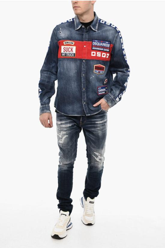  디스퀘어드2 데님 셔츠 S74DM0797 S30341 470 Blue - DSQUARED2
