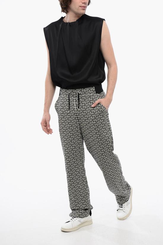  발망 스트레이트 팬츠 WH1PQ032J301GFE Black White - BALMAIN